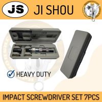 [Old A Hardware] Jrshopeeph Ji Shou ชุดไขควงผลกระทบ7ชิ้นสำหรับงานหนักและเคสสีเทาที่ทนทานดั้งเดิม