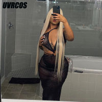 UVRCOS Slip Dress y Woman Outfit Solid Irregular Collar Mesh Cut Out See Through Sleeveless Side Slit Slim Fishnet Maxi Dress