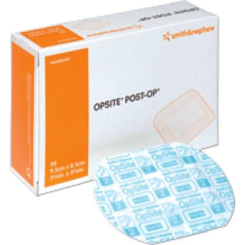 Smith+Nephew Smith &amp; Nephew Opsite Post-Op Transparent Waterproof Dressing with Highly Absorbent Pad 3-3/4" x 3-3/8", Low Adherence, Latex-Free (Box of 20 Each)