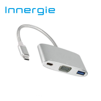 Innergie MagicCable USB-C to VGA Multiport Adapter การแสดงผลวิดีโอ HD ชาร์จ และเชื่อมต่ออุปกรณ์มือถือ :