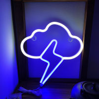 Neon Sign Light Cloud Lightning Shaped USB Battery Powered Wall Hanging Lamp for Christmas Wedding Party Home Decor