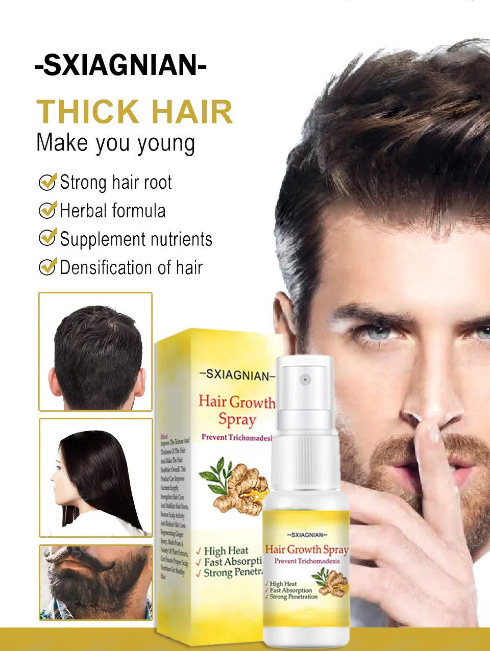 SXIAGNIAN Hair Growth Spray Essential Oil Ginger Extract Hair Grower for  Men Original Hair Care Effectively Stimulates Rapid Hair Growth Prevents  Hair Loss Strong Hair Thick Hair Men And Women (20ml) |