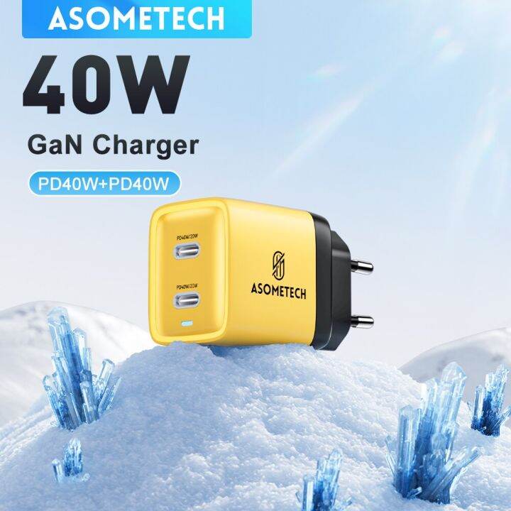 asometech-40วัตต์-gan-ชาร์จแบบ-dual-usb-type-c-ชาร์จอย่างรวดเร็ว-qc4-0-pps-pd-ชาร์จศัพท์แบบพกพาสำหรับ-14ซัมซุง-s23-แท็บเล็ต