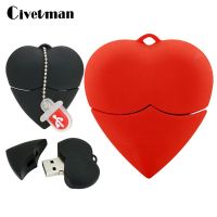 Cartoon Red Black Heart Model USB Flash Drive 4GB 8GB 16GB 32GB 64GB USB 2.0 Pen Drive 256GB Memory Stick Creative Love Gift