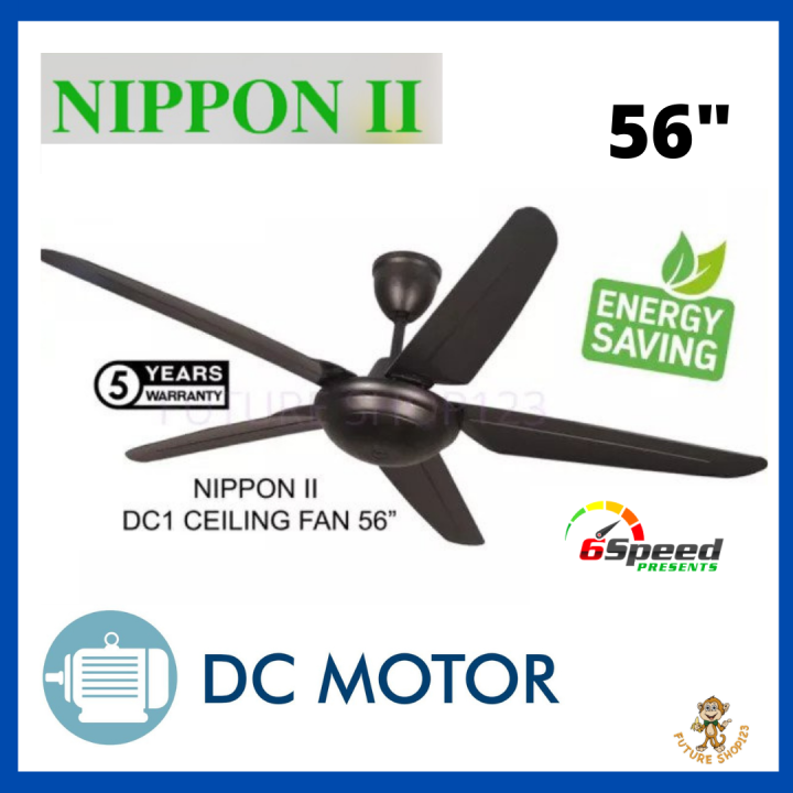 Nippon II DC1 6 Speed 56 inch 5 Blades A.B.S Remote Control Ceiling Fan