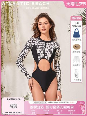 Atlanticbeach Swimsuit Womens Conservative Long-Sleeved Surfing Suit Sunscreen Fashion Swimsuit Sexy Slim High-End