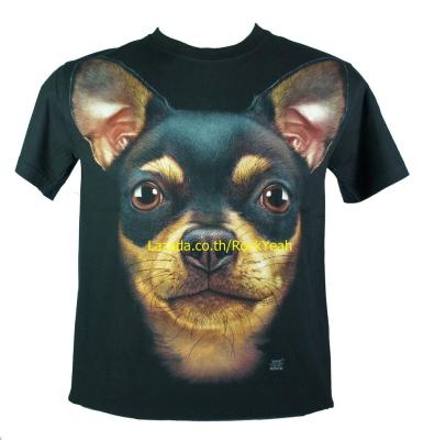 เสื้อลาย หน้าสุนัข ชิวาว่า chihuahua dog เต็มหน้า  ไซส์ยุโรป เสื้อยืดสีดำ สกรีนจมแน่น หน้าหลัง RCA234 เก็บเงินปลายทาง