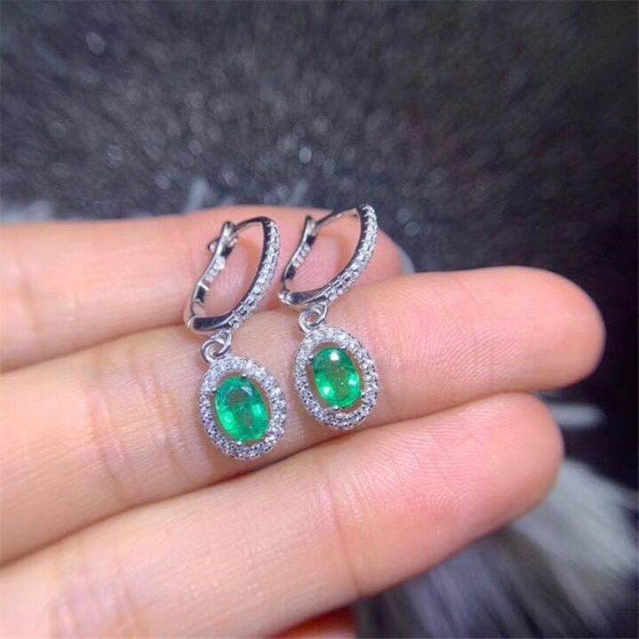 100-natural-emerald-earrings-for-party-4-6mm-emerald-dangler-for-wedding-925-silver-emerald-jewelry