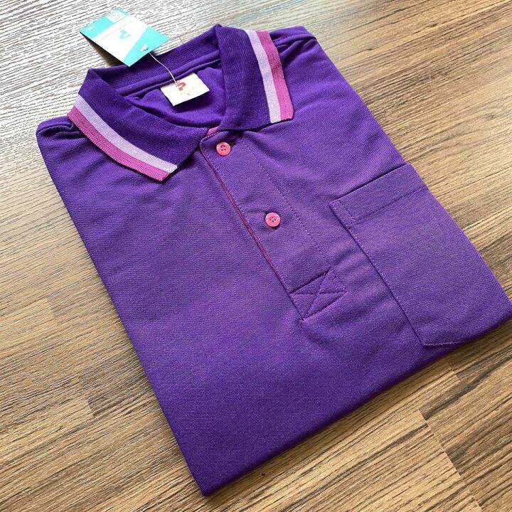 polo-shirt-แบบหญิง-สีม่วงคอคลีป-ม่วงอ่อน-เนื้อผ้านุ่ม-สินค้ามีทั้งแบบหญิง-และแบบชาย-มีบริการส่งเก็บเงินปลายทาง