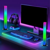RGB Led Light Bars for Room Sound Control Pickup Rhythm Lights USB Rechargeable App Control Ambient Lamp for Game Desktop Decor