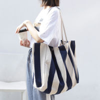 Striped Bag Big Canvas Tote Bag for Women Summer Beach Classical Fabric Soft Large Handbag Female Large Casual Top-handle Bag