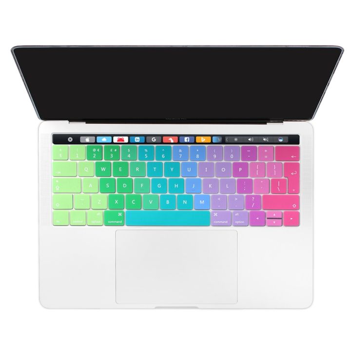 【cw】 Rainbow Color Soft Silicone Eu English Keyboard Protector For Macbook Pro 13 15 2019 Touch