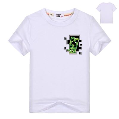 ▲ เสื้อยืดแขนสั้นสำหรับเด็กผู้ชาย Minecraft Creeper Summer