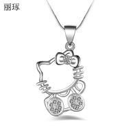 Fashion Silver-plated Kitty Cat Necklace Female Silver Jewelry with Snake Bone Chain February 14 Valentines Day Gift Fashion Chain Necklaces