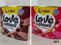 Julies Love Letters เวเฟอร์ โรล ชนิดแท่งสอดไส้ครีม น้ำหนักสุทธิ 360 กรัม