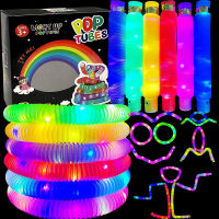 [Zeberdany] 6/12PCS Christmas Big Light Up Tubes Plastic Multicolor Creative Party Supplies 2.9 Cm Sensory Toy
