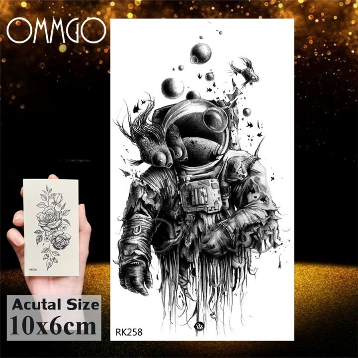 ommgo-outspace-สติกเกอร์รอยสักชั่วคราวสมองผู้หญิงกันน้ำเรขาคณิตสีดำบนภูเขารอยสักศิลปะบนเรือนร่างรอยสักปลอมกระดาษ