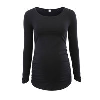 Womens Clothing Maternity Clothes T-Shirt Side Ruched Soft Long Sleeve Top Pregnancy T-Shirt Women Maternity Blouses Tee