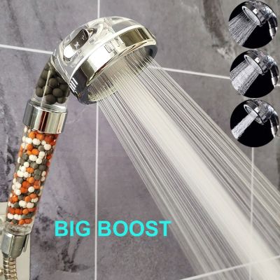 Zloog New 3 Modes Shower Head High Pressure Water Filter Shower Mineral balls Showerhead for Bathroom Anion Nozzle  by Hs2023