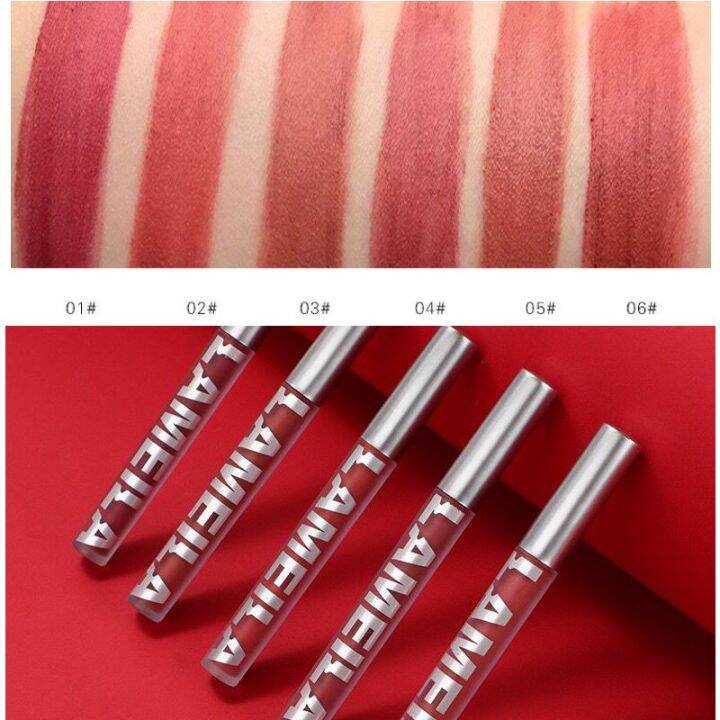 ลิปเคลือบลิปสติก-สีสวย-ติดทน-ลิปสติกแท้แบรนด์-6-สีlong-lasting-beautiful-lipstick-6-genuine-brand-lipstick