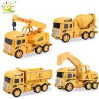 HUIQIBAO รถเครนขุดโมเดลรถยนต์ของเล่นรถ Diecast โมเดลรถเก็บขยะรถดัมพ์บรรทุกของเล่นเด็กก่อสร้างในเมืองคลาสสิก