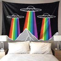 พรมผนังมันดาลาฮิปปี้โบฮีเมียน Tapestries แขวนผนัง Rainbow UFO Pride Tapestry แขวนผนังสำหรับเด็กหญิงเด็กชาย Dorm Decor แขวนผ้าผ้าผนังผ้าลายยิปซีตกแต่งผนัง (ห้าขนาดเลือก)