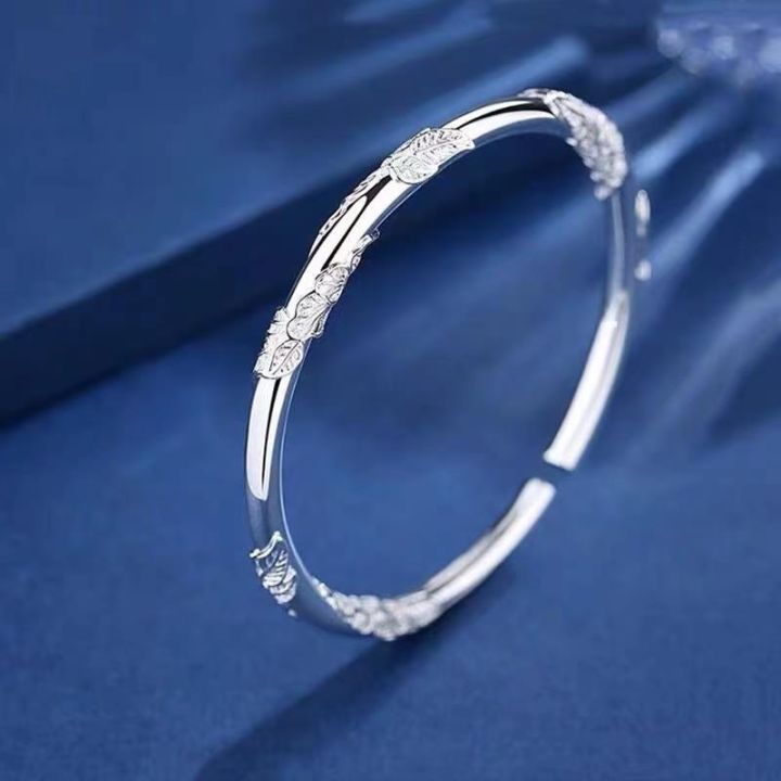 womens-silver-s999-sterling-bracelet-solid-contracted-fashion-shoots-girlfriends-mom-valentines-day-gift