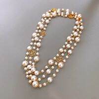 Vintage Flower Pendants Long Pearl Necklace Jewelry for Women Collar Hombre Necklaces