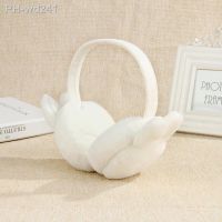 Elegant Rabbit Ear Winter Earmuffs For Women Warm Earmuffs Ear Warmers Gifts For Girls Cover Ears Fashion TKE005-white