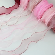 HOT W 50mm Wave Silk Organza ribbon Bow material for hair ornament gift