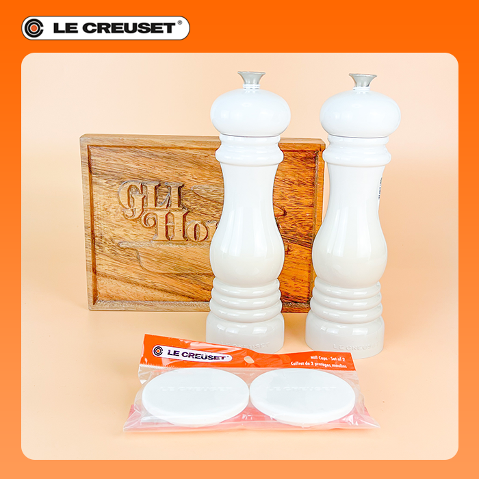 Le Creuset Authentic/Original Salt and Pepper Mill with Lid, Meringue (Set of 2) Lazada PH