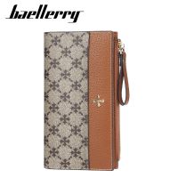 [COD] womens long and retro multi-card clutch bag leather printing zipper card female