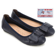 Giày nữ búp bê da bò màu xanh đen HK7908