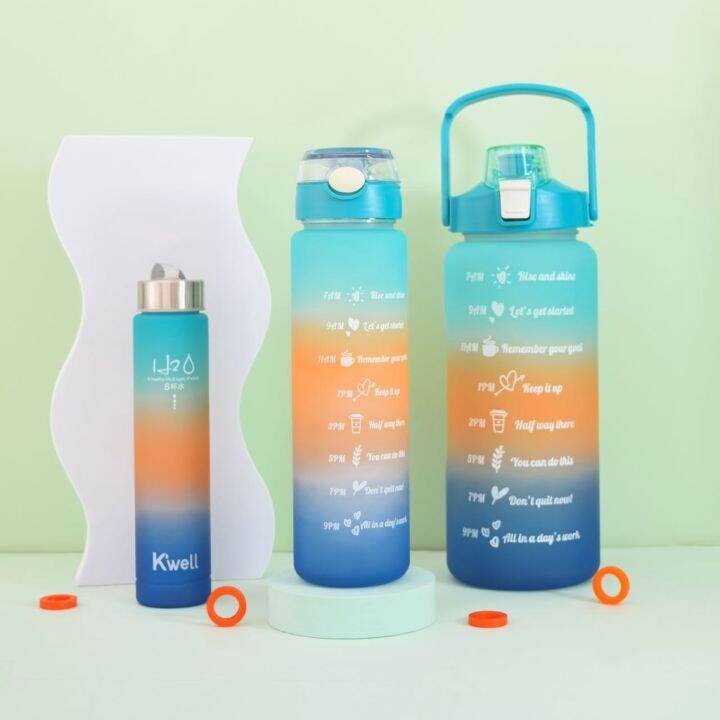 3in1 2Liter 1Liter 500ml PASTEL Motivational Water Bottle with Time ...