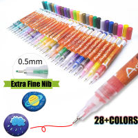 28 สีสีน้ำมันมาร์กเกอร์ 0.5 Vibrant ปากกา ถาวร Quik Drying Marker เขียนสำหรับเด็ก Extra Fine Point แก้วเซรามิคไม้-czechao