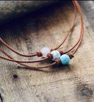 【CW】℗☫❃  New Necklace Leather Rope Semi-precious Short Fashion Statement for Men and