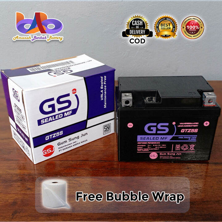 Aki Motor Kering Yamaha Vixion, Jupiter MX, R15, Byson,Aki GS GTZ5S