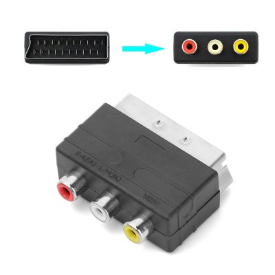 High quality Scart Male Plug to 3RCA Phono Female AV TV Audio Video Adapter Input for PS4 for WII DVD VCR Cables