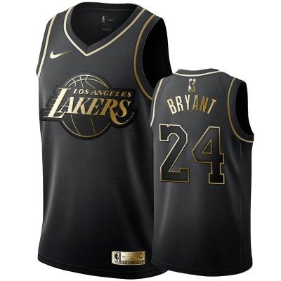 LeBron_James &amp; Kobe_Bryant ลอสแอนเจลิสเลเกอร์ส NBA Swingman Jersey-สีดำรุ่นทองคำ