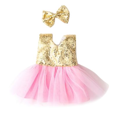 Dress Up Gold Sequin Pink Gauze Skirt 18-Inch Shaf Doll Clothes Accessories (Not Including Shoes)