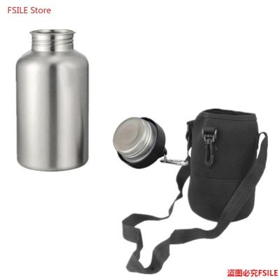 20212000ml 304 Stainless Steel Hiking Sports Drink Water Bottle 2L with New Hook 1 Set Protector Bag
