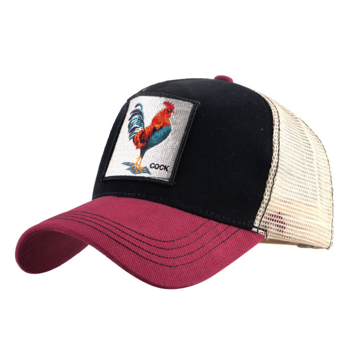 hat-animal-patch-snapback-mesh-baseball-cap-for-men-women-embroidery-trucker-hats-farm-adjustable-rooster-cap