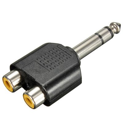 6.35 6.5mm TRS 1/4 inch Jack Plug Male to Dual RCA Female Y Splitter Audio Adapter Converter