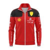 Formula One ทีมแข่งสีแดงชายเสื้อโค้ทสเว็ตเชิ้ตแบบมีซิป16 55เสื้อแจ็คเก็ตคนขับรถแฟนกีฬา F1เสื้อผ้าเสื้อฮู้ดตัวใหญ่ผู้ชาย