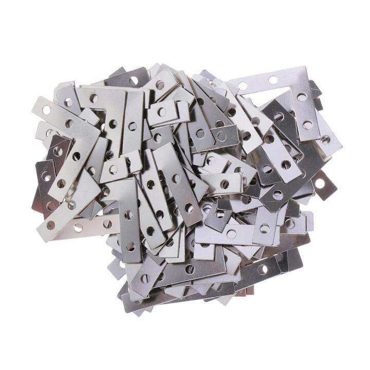 LazaraSale 100 Pieces Metal L Shape Corner Brace Plate Flat Angle Bracket Picture Frame intl