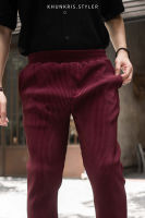 Khunkris.Styler - Pleated pants - Burgundy กางเกงพลีทสีแดงเบอกันดี