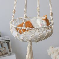 30x100cm Ins Pet Large Cat Dog Hammock Hanging Swing Bed Handmade Basket Mat Home Swing Net Bag Pet House Cat Accessories Beds