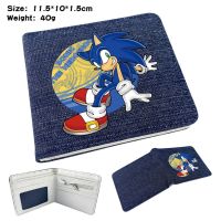 Anime Sonic The Hedgehog Short Wallet Denim Wallets Coin Credit Card/ID Holders Coin Purses Folded Wallet Money Storage Bag