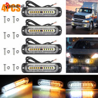 Rm【 Fast Delivery】4Pcs 12-Led Strobe Lights Side Emergency Warning Hazard Flash Light Bar 12V-24V 36W Ip68 Waterproof For Car Truck1[สินค้าคงคลัง]