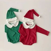 8027 Baby Clothes 2023 Autumn New Fashion Christmas Clothes Solid Color Boys One Piece Clothes Climbing Clothes